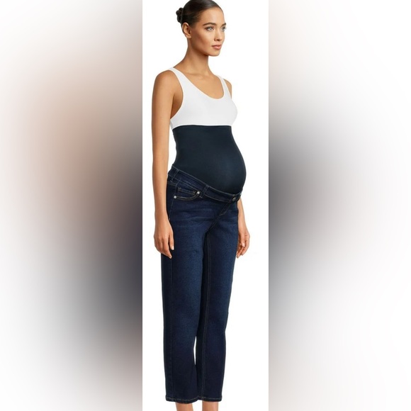 Time and Tru Women's Maternity Straight Jeans with Belly Band - Picture 4 of 7